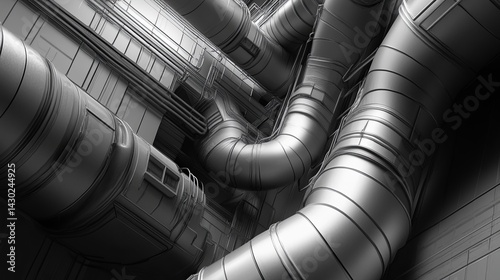 grayscale composition of duct junctions digital