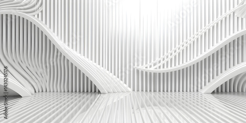 Wallpaper Mural White stripe pattern futuristic background. 3d render illustration Torontodigital.ca