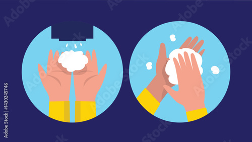 A hand washing with soap, creating lather and bubbles, emphasizing hygiene and cleanliness as part of healthy habits and germ prevention in daily routines