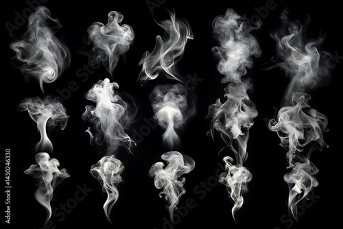 Series of smokey images with different shapes and sizes