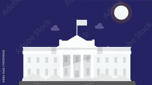 The American White House building, an iconic structure in Washington D.C., symbolizing the U.S. presidency