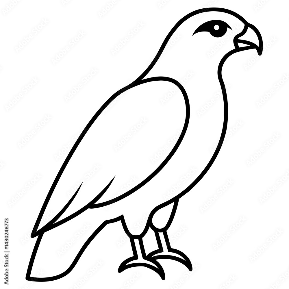 Fototapeta premium Elegant Hawk Silhouette in Line Art