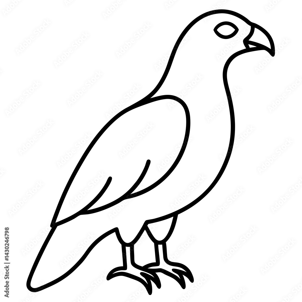 Fototapeta premium Elegant Hawk Silhouette in Line Art
