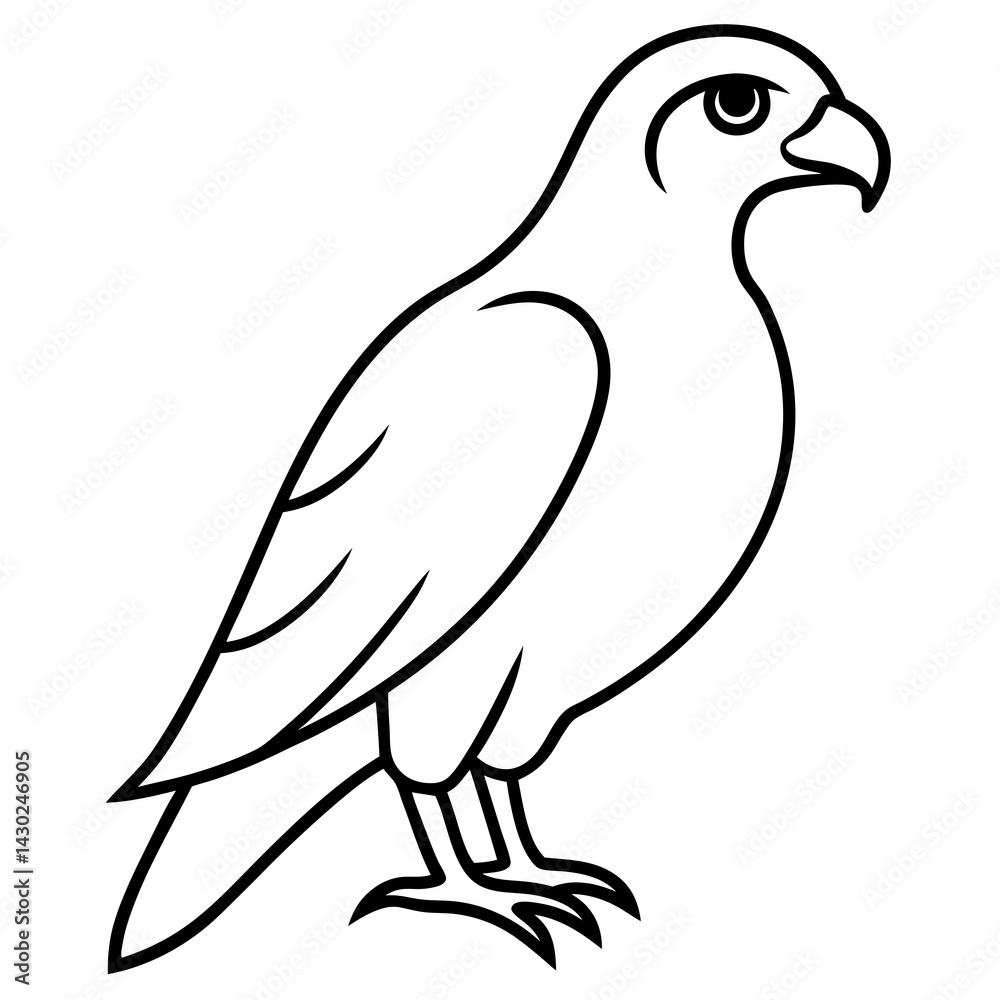 Obraz premium Elegant Hawk Silhouette in Line Art
