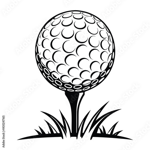 Black silhouette of a golf ball vector Art & Illustration