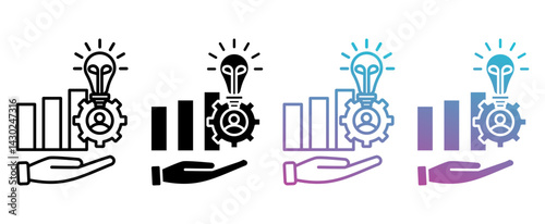 competence sheet icon with line, glyph, gradient multistyle collection of elements for design