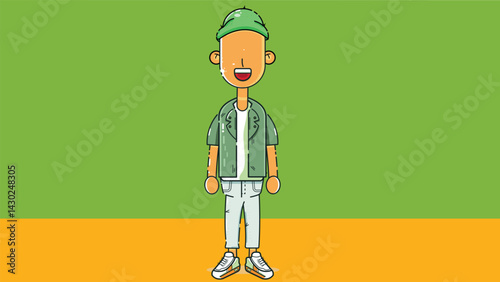 Cute cartoon style characters and colorful outfits