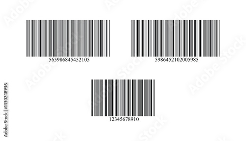 Different type of barcode icon set. bar code for product and sales. product barcode scanner. simple fake bar code. abstract barcode. vector illustration