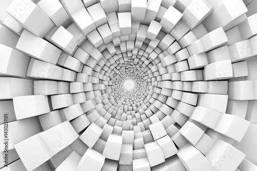 Abstract white cubic tunnel