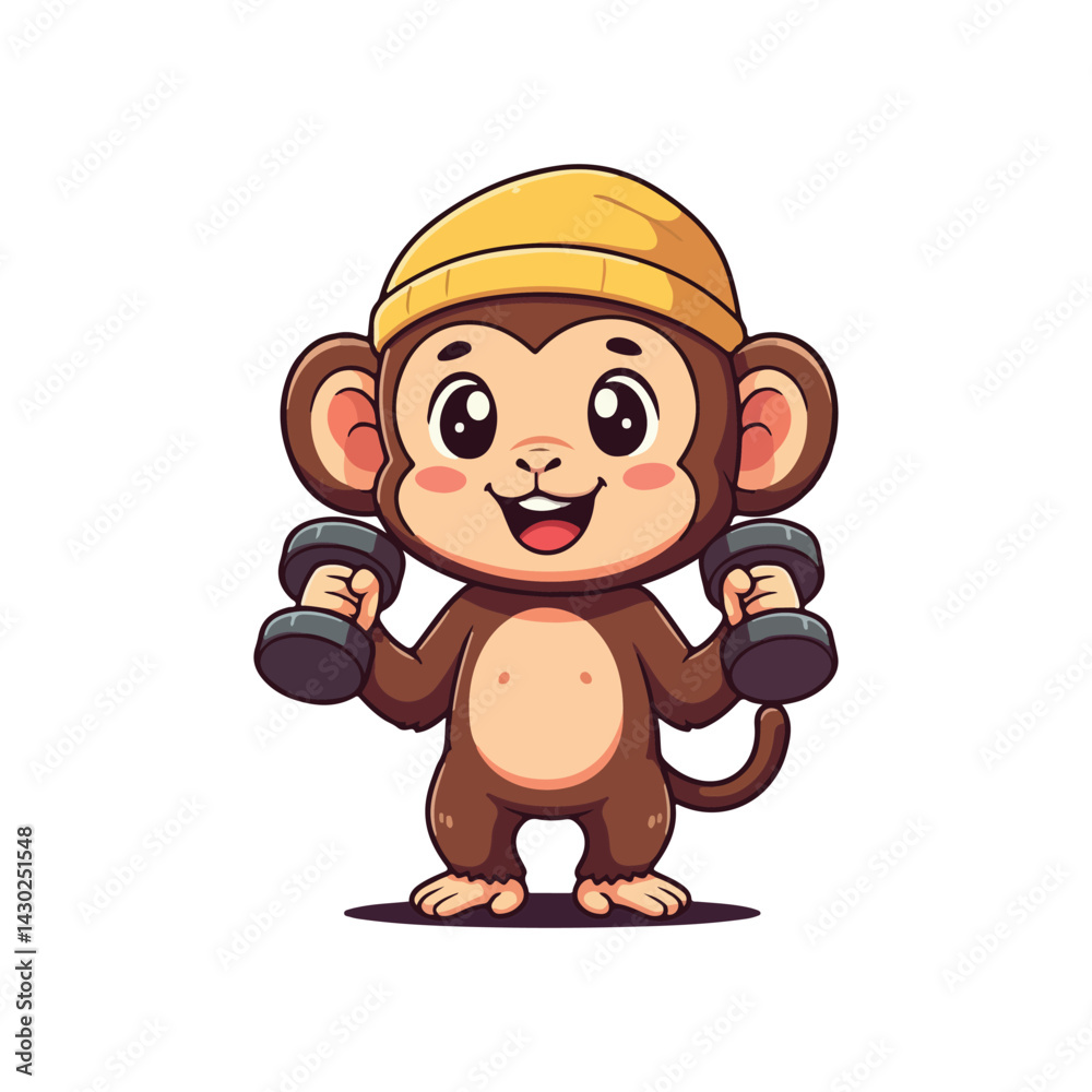 Obraz premium Cute Monkey Cartoon Vector Icon Illustration Animal Icon Cute Monkey Holding Banana Cartoon Vector