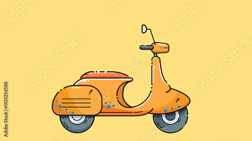 A scooter bike illustrated with a solid background, showcasing its sleek and minimal design, often used for city commuting and urban transportation