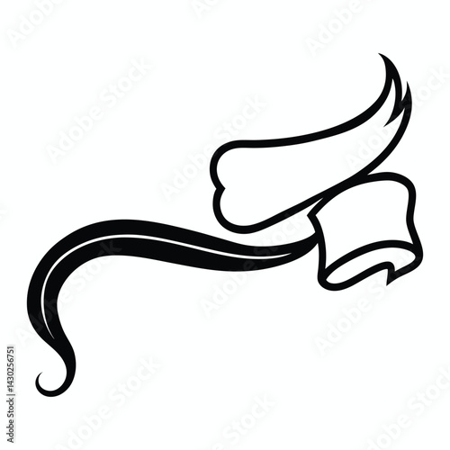 
Calligraphy Ornate style Black Ribbon Design for Sign shape for text ornaments football or athletics sport, Highlight text Typography elements, swash underline Swirl text-decoration