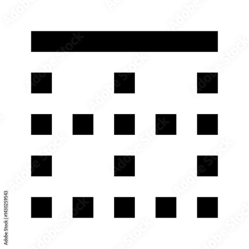 A black grid with a horizontal bar at the top consisting of twelve squares arranged in a rectangular pattern