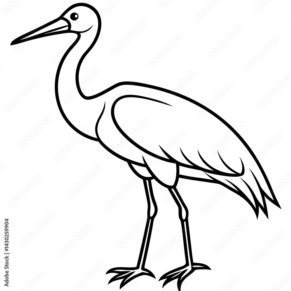 Obraz premium Elegant Stork Outline Vector