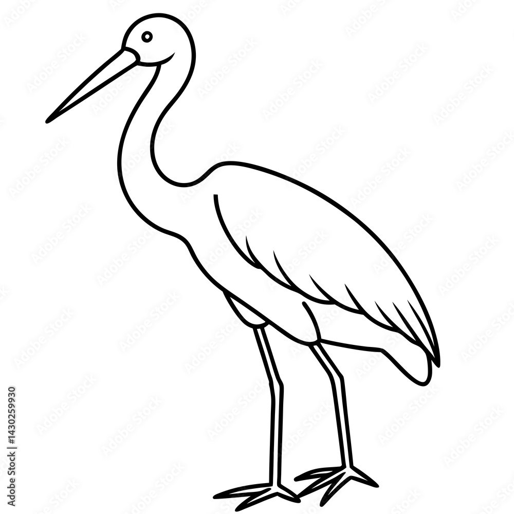 Obraz premium Elegant Stork Outline Vector