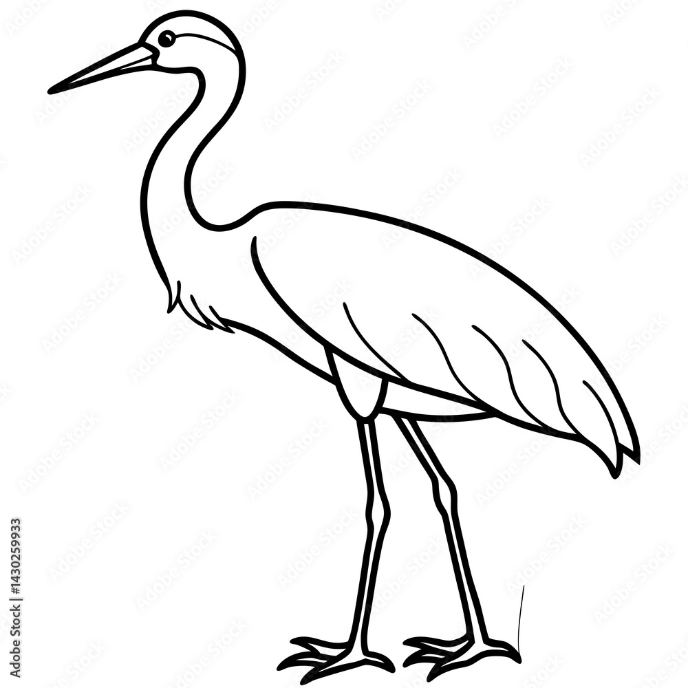 Obraz premium Elegant Stork Outline Vector