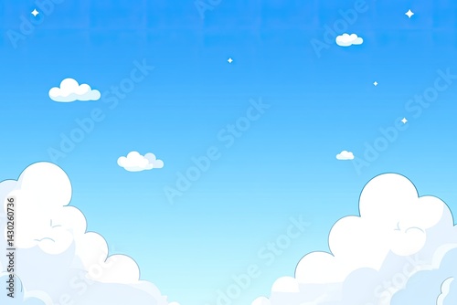 Cartoon sky with fluffy clouds