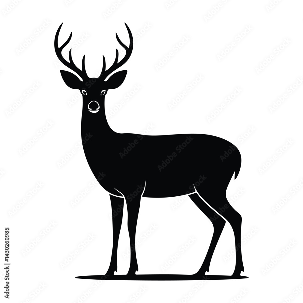 Obraz premium Bold Black Silhouette of a Majestic Deer with Prominent Antlers