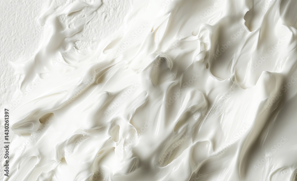 Obraz premium Whipped cream texture on white surface