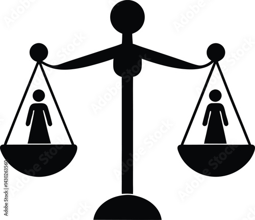 Equality Concept Balanced Scales with Human Figures Silhouette Icon