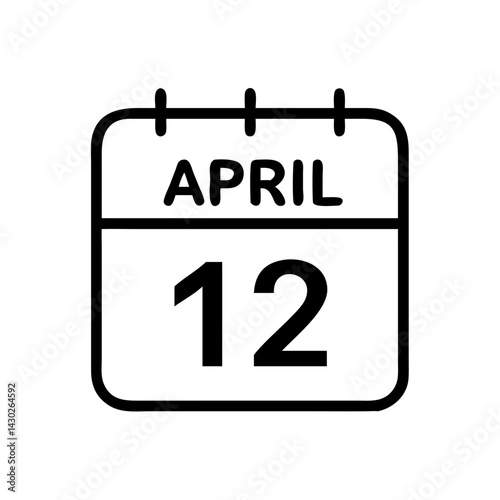 Calendar icon with April 12 date in simple outline