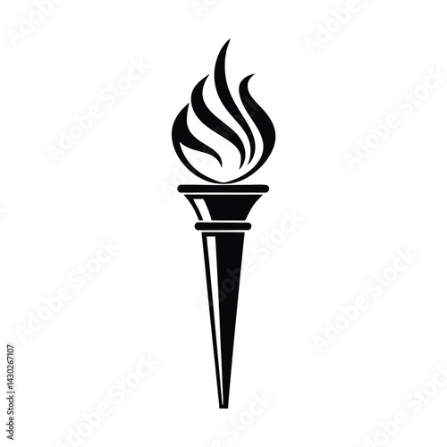 Black silhouette of a stylized torch with a flame Art & Illustration