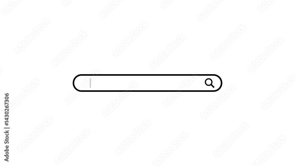 Web search icon animation.As the lens of the magnifying glass hovers over a search bar, a blinking cursor appears inside the bar, inviting interaction. Web search icon animation.As the lens of the magnifying glass hovers over a search bar, a blinking cursor appears inside the bar, inviting interaction.