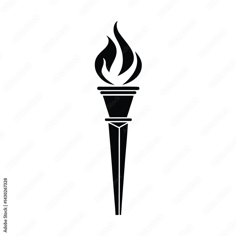 Black silhouette of a stylized torch with a flame Art & Illustration Black silhouette of a stylized torch with a flame Art & Illustration