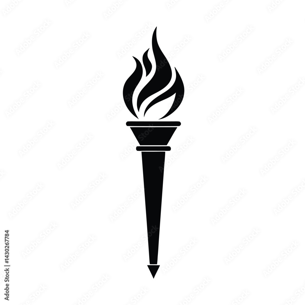 Black silhouette of a stylized torch with a flame Art & Illustration Black silhouette of a stylized torch with a flame Art & Illustration