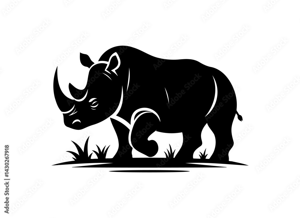 Fototapeta premium An illustration of a rhinoceros silhouette isolated on a white background