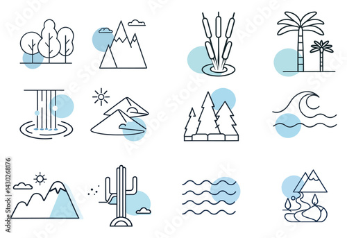 Minimal Nature Line Icons Collection