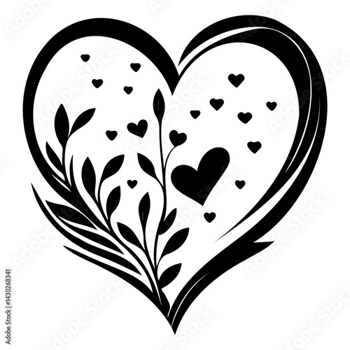 Elegant heart with floral accents and stylized design for modern concepts