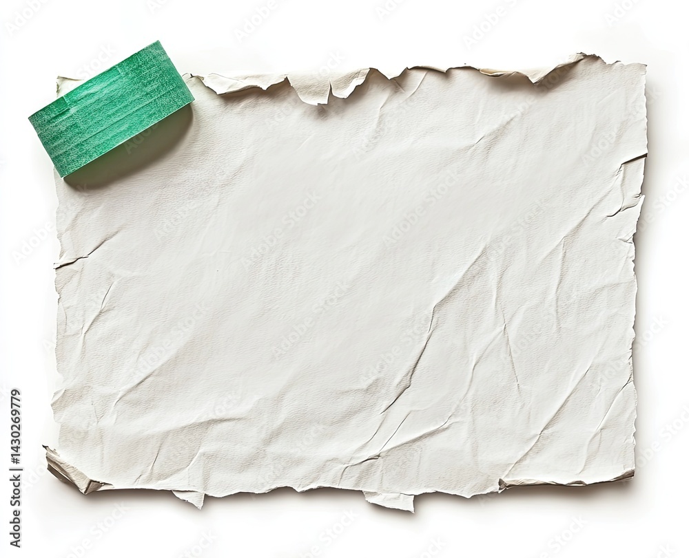 Obraz premium Crumpled paper note with tape