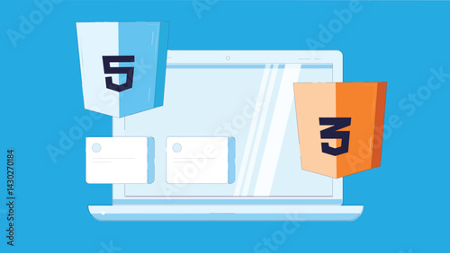 Illustration representing web development and design with programming elements