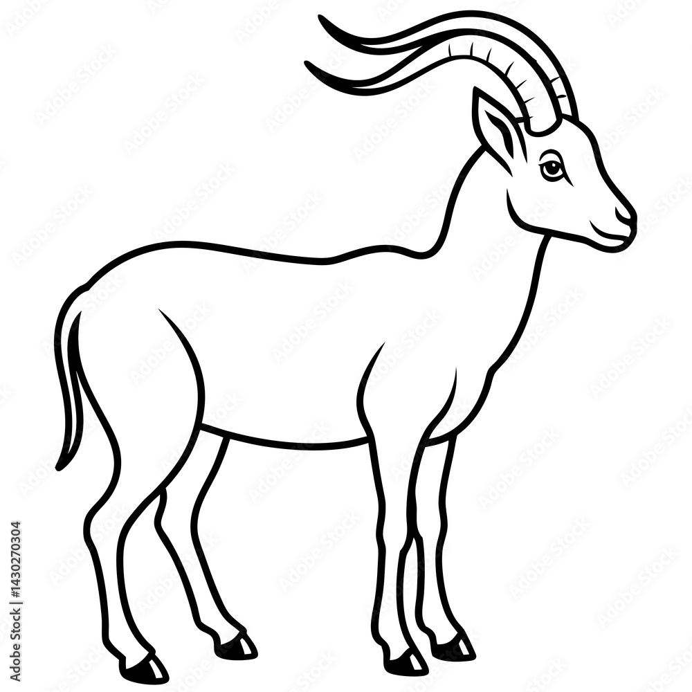 Fototapeta premium Ibex in a Single Stroke Vector Design