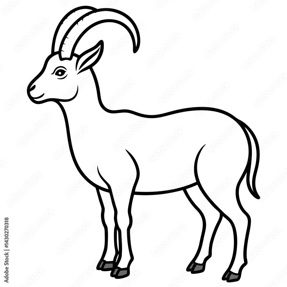 Fototapeta premium Ibex in a Single Stroke Vector Design
