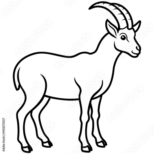 Ibex in a Single Stroke Vector Design