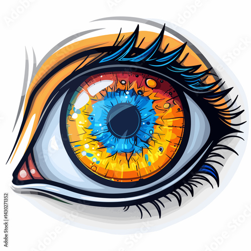 Colorful eye vector illustration. Isolated on white background. 