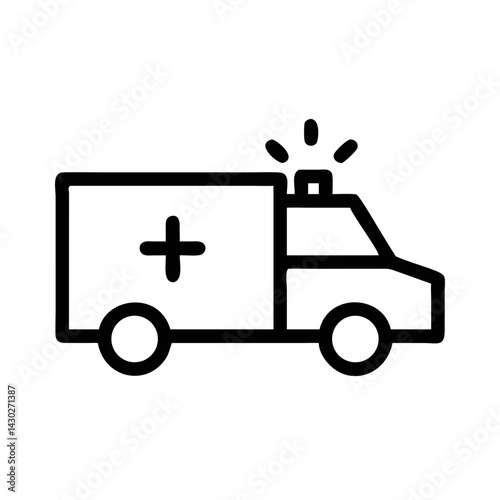 Ambulance Service Icon Line Art Health & Medical Vector Illustration on Transparent Background PNG Image  