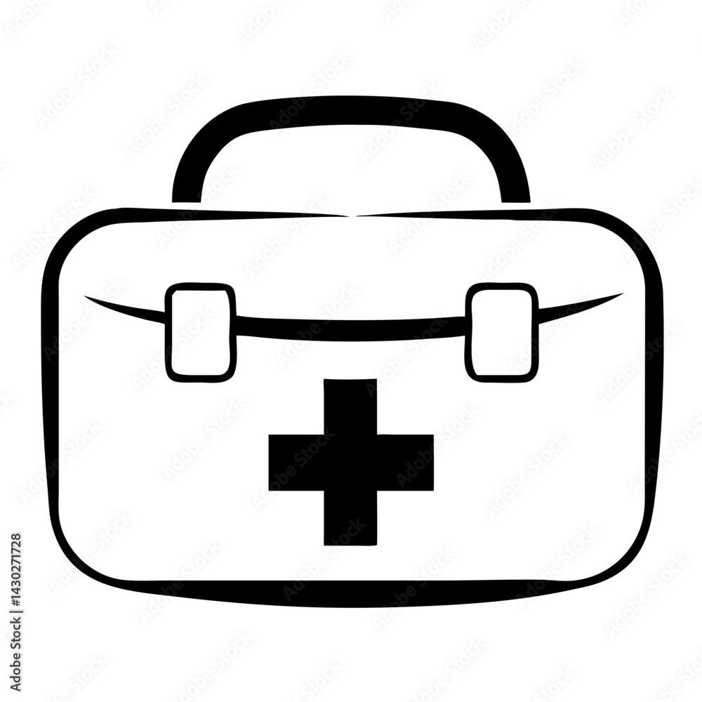 Obraz premium First Aid Supplies Icon Line Art Health & Medical Vector Illustration on Transparent Background PNG Image 