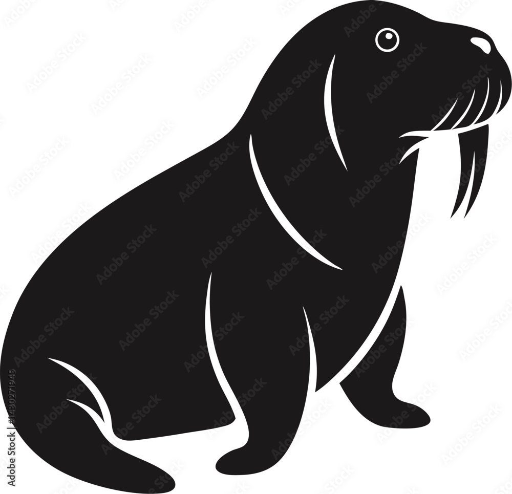Fototapeta premium Walrus icon Silhouette vector on transparent background