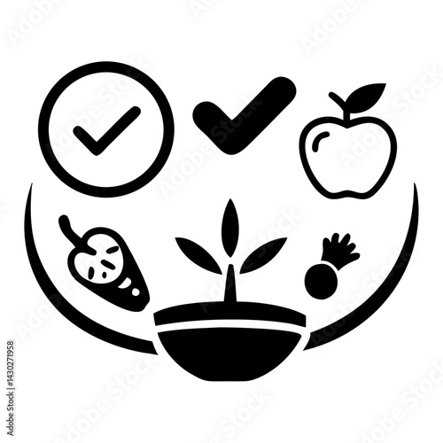 Balanced Diet Icon Line Art Health & Medical Vector Illustration on Transparent Background PNG Image  