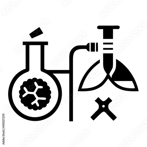 Clinical Research Icon Line Art Health & Medical Vector Illustration on Transparent Background PNG Image  