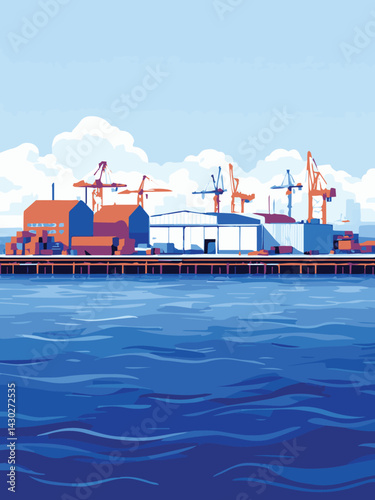 Obraz na płótnie cargo ship in the port w salonie