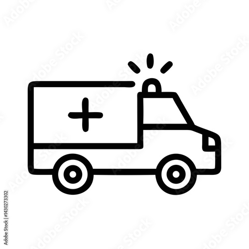 Ambulance Icon Line Art Health & Medical Vector Illustration on Transparent Background PNG Image  