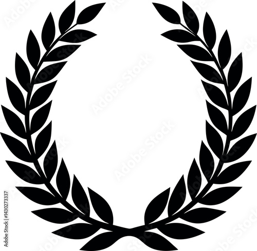 Laurel Wreath Silhouette Vector – Simple Black Victory Symbol
