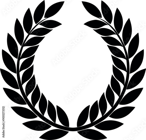 Laurel Wreath Silhouette Vector – Simple Black Victory Symbol