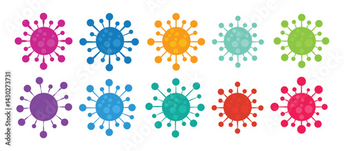 Simple virus drawing icon set, Coronavirus simple icon. Vector concept illustration of Covid-19 virus.