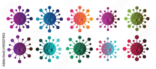 3D virus icon. Simple virus drawing icon set, Coronavirus simple icon. Vector concept illustration of Covid-19 virus.