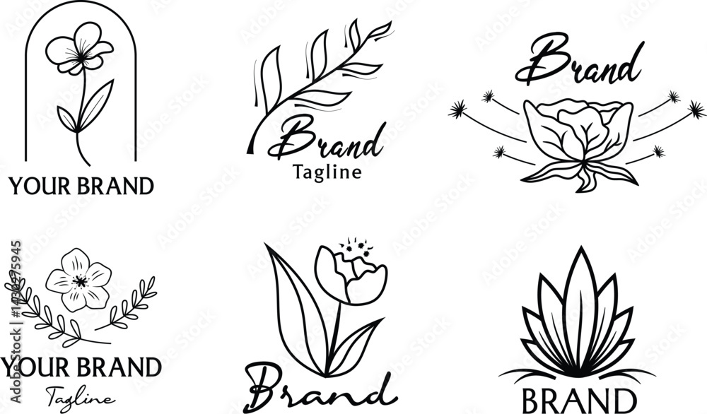 Fototapeta premium Flower Line Style